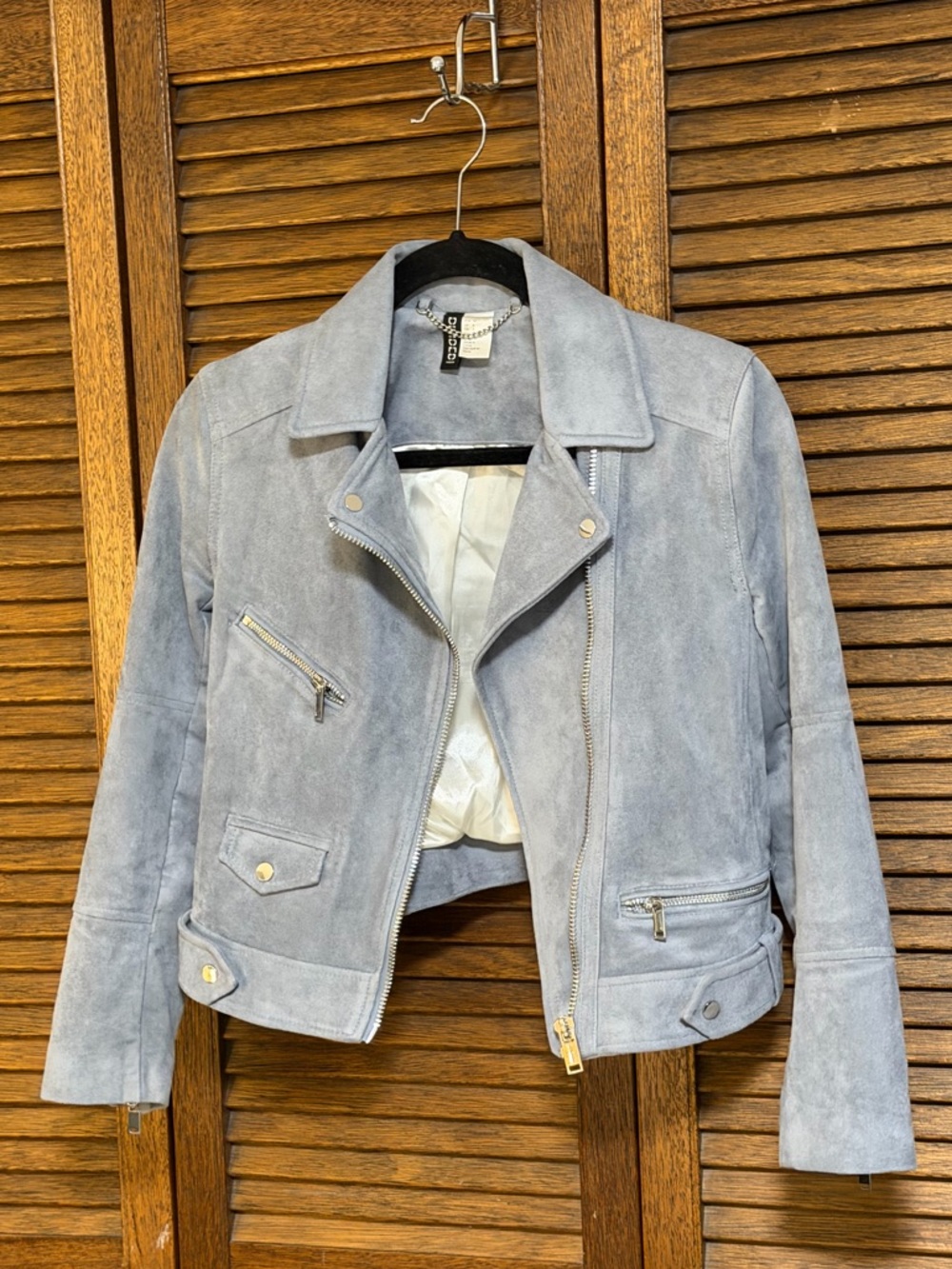 H&M Suede Moto Jacket - Light Blue